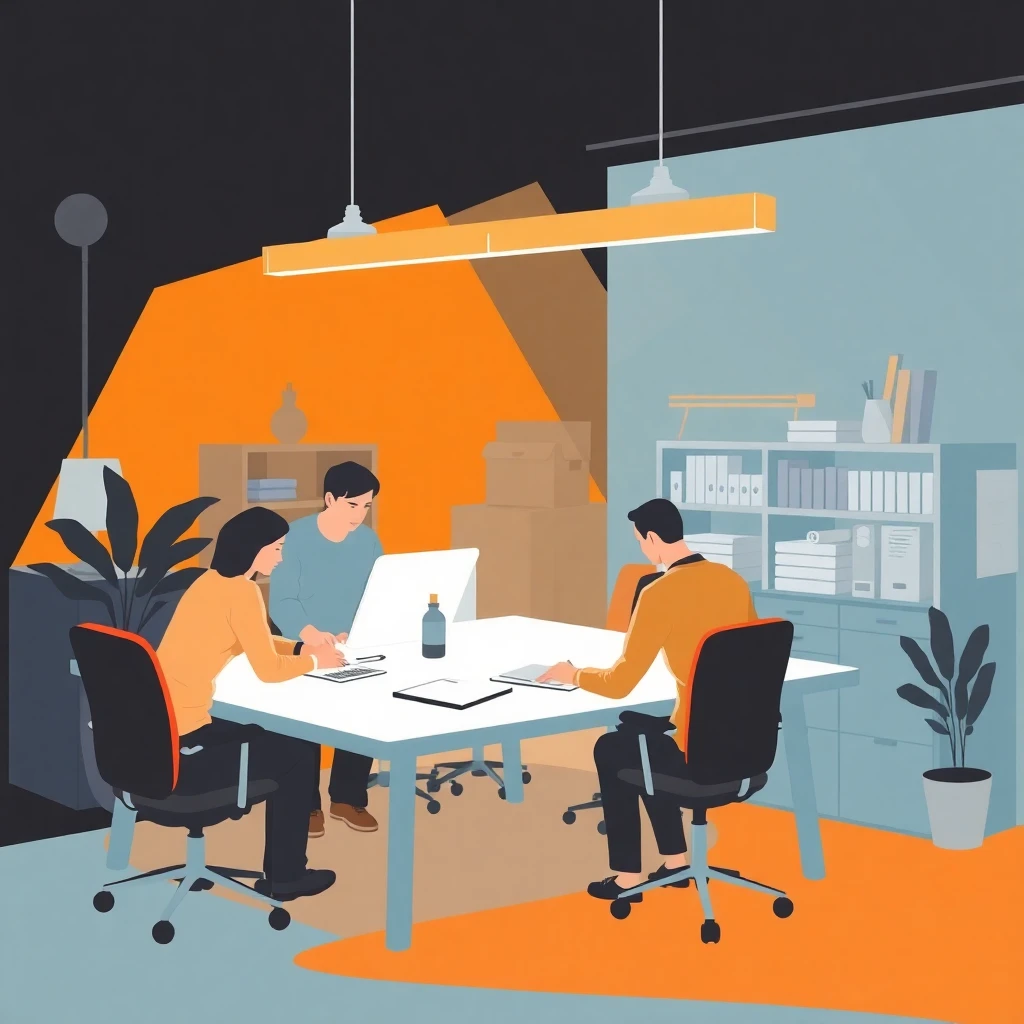 Team collaboration in an office