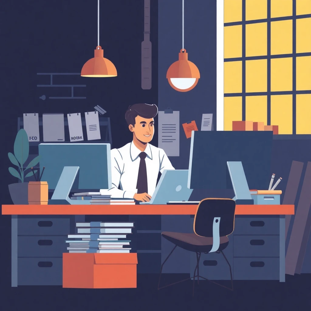 Office clerk working environment