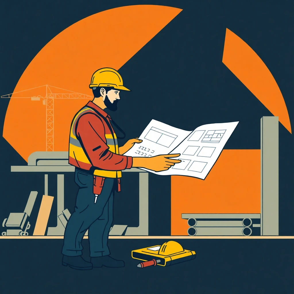 Trabajador revisando planos