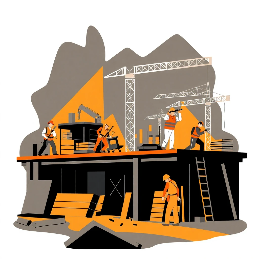 Trabajadores en un sitio de construcción