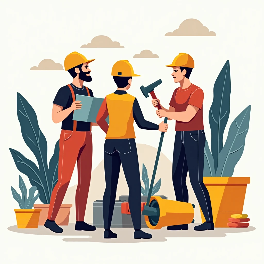 Equipo de albañiles en Cabrero