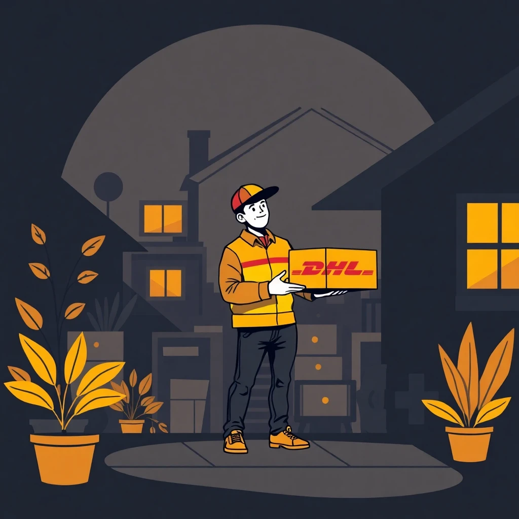 Repartidor de DHL entregando