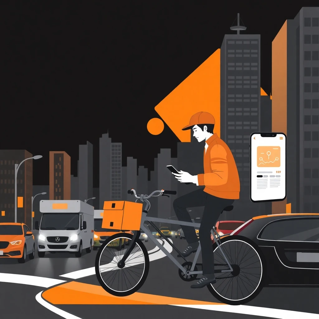 Courier checking delivery routes