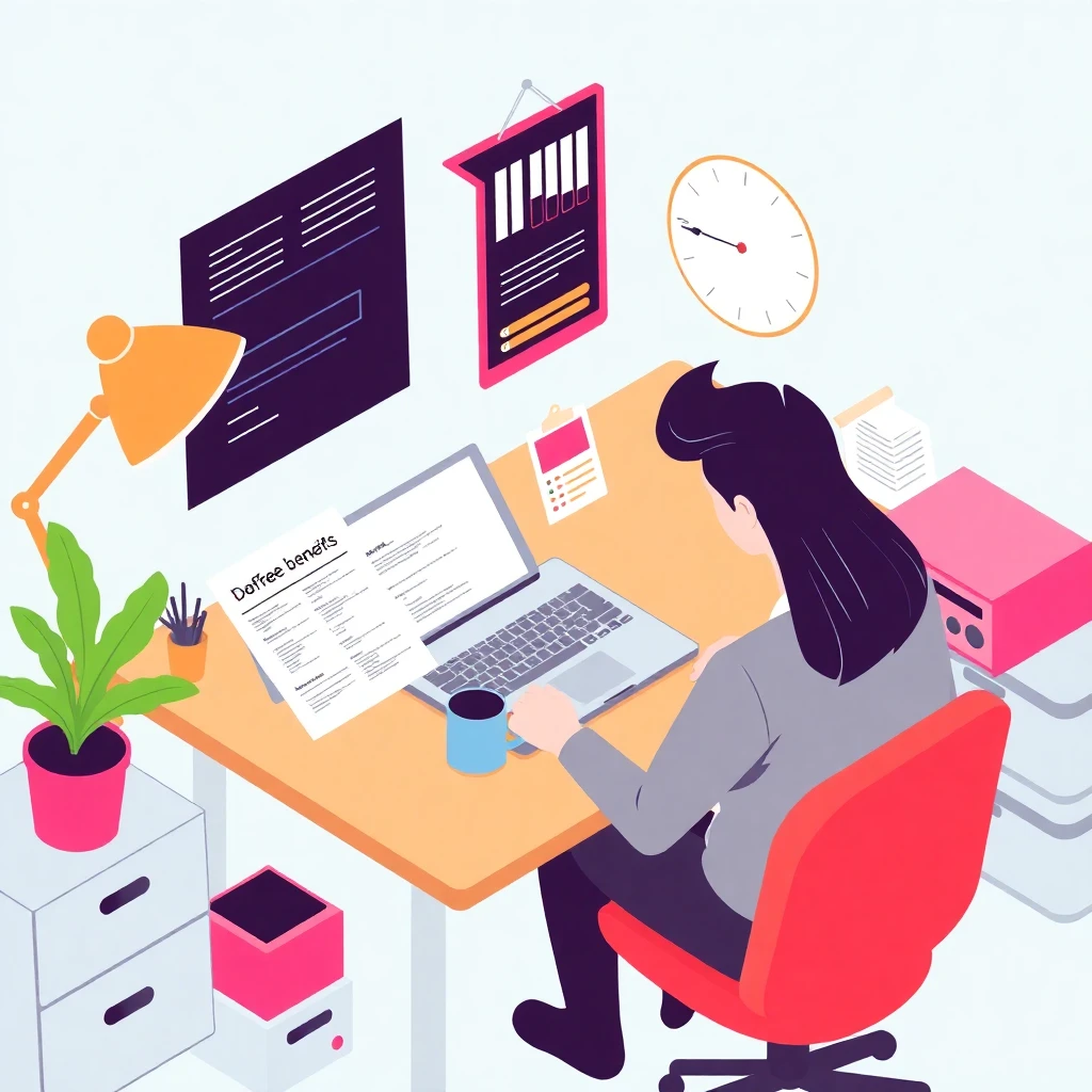 Workspace with benefits document