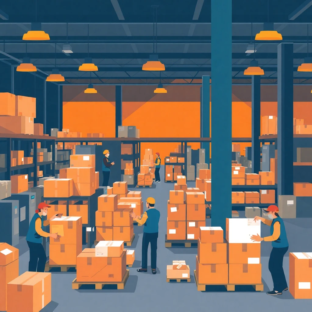 Warehouse work scene