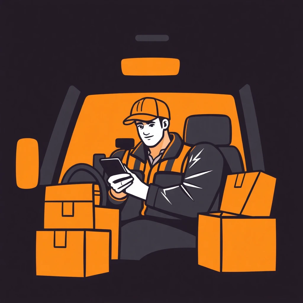 Delivery driver preparing for deliveries