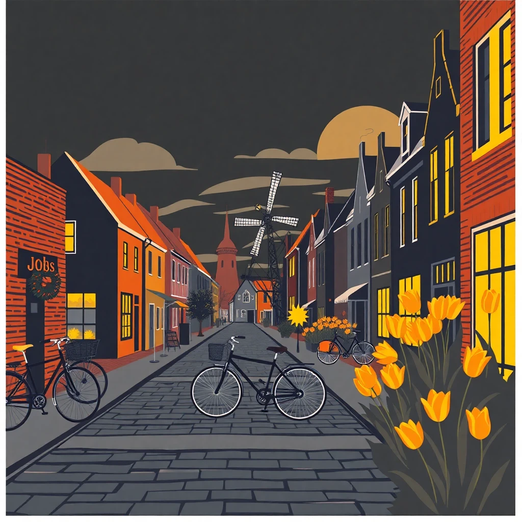 Scenic Dutch street with bicycles