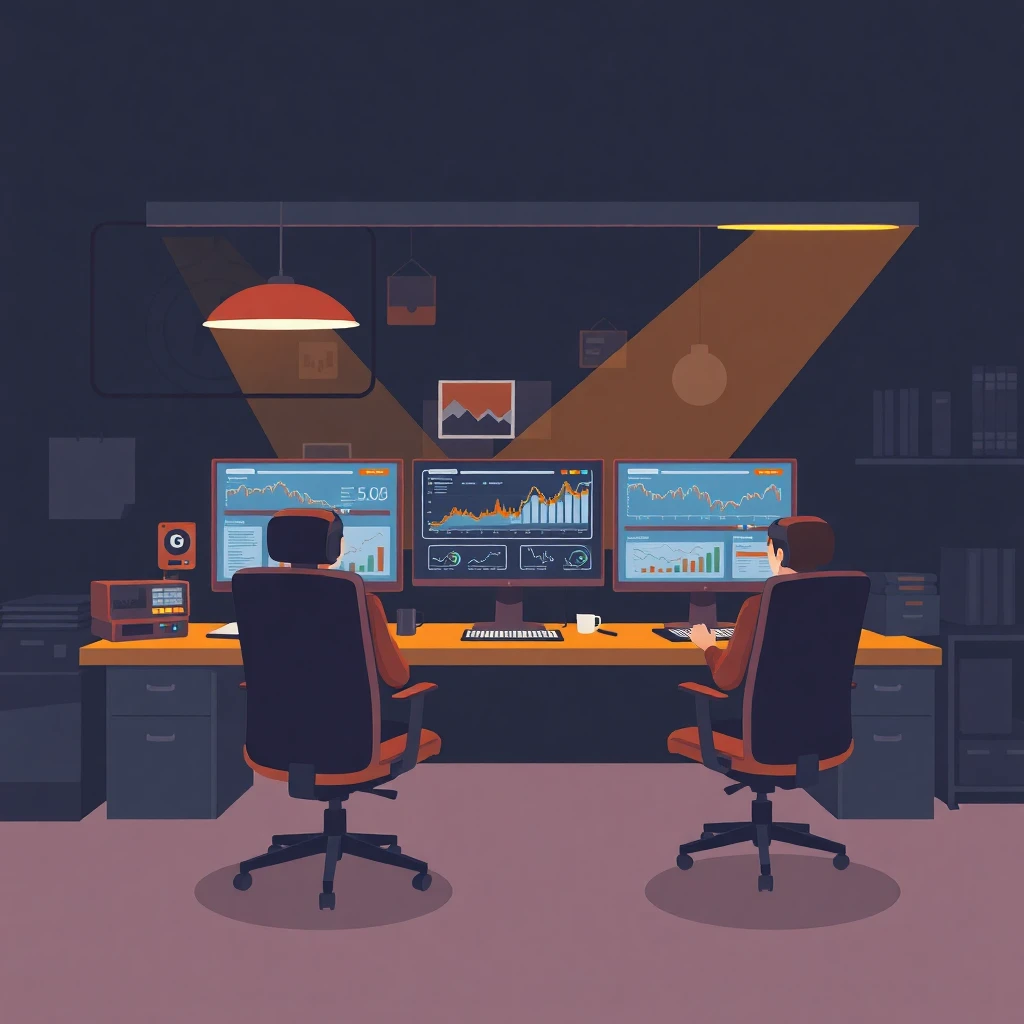 High-tech finance workspace