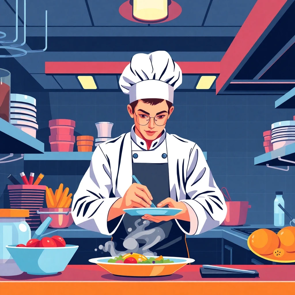 Young chef in action