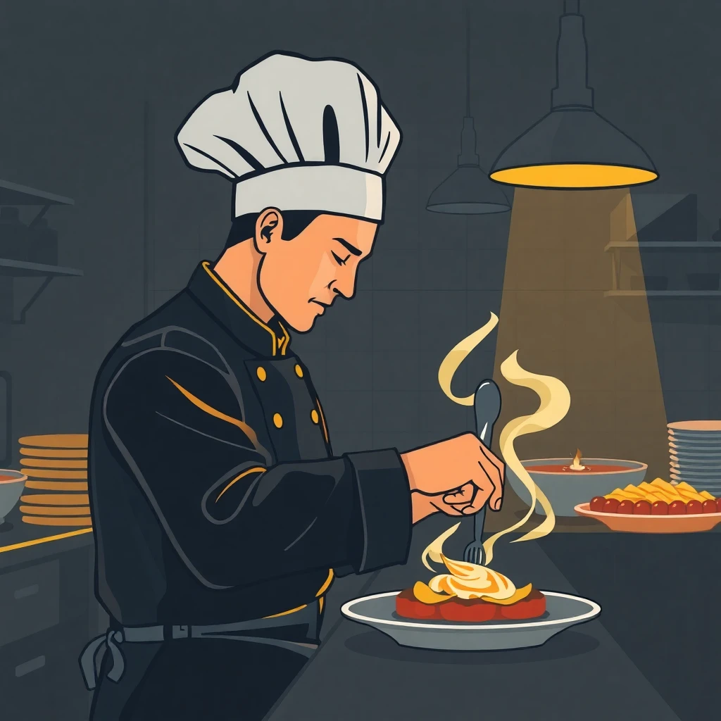 Chef preparing a gourmet dish
