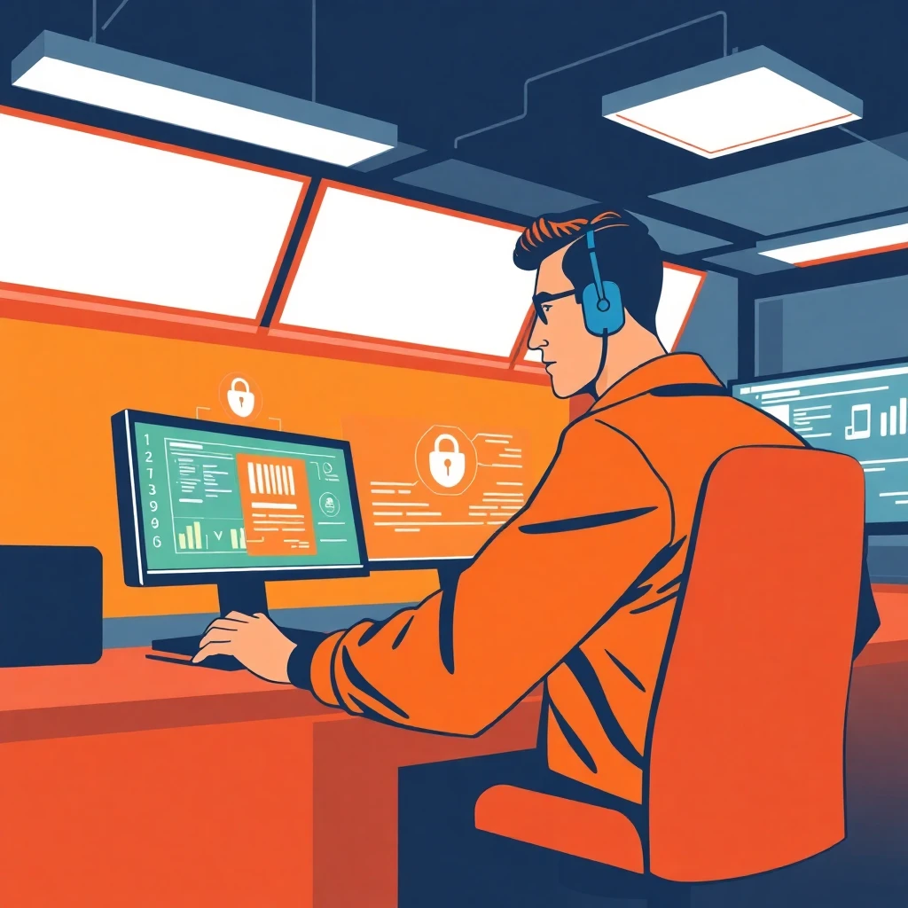 Network security specialist at work