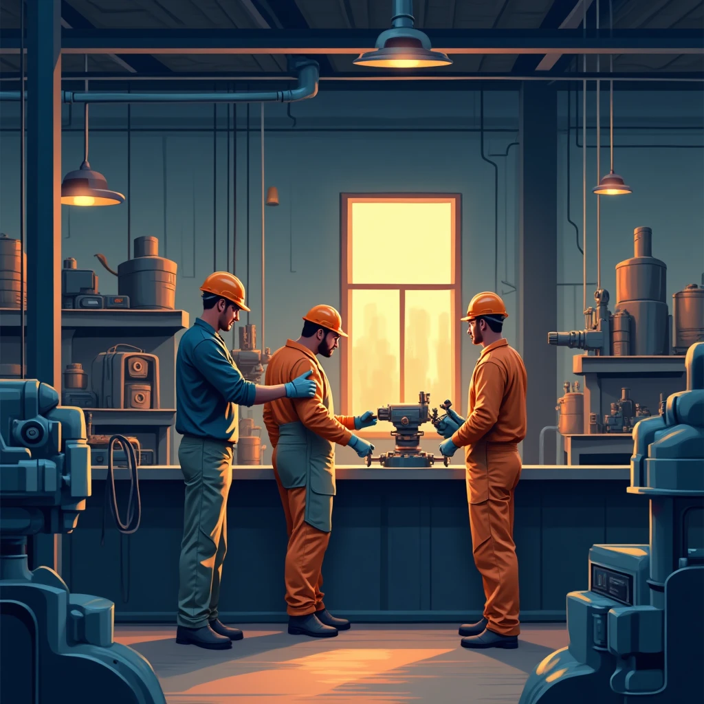 Technicians at work in a modern factory setting