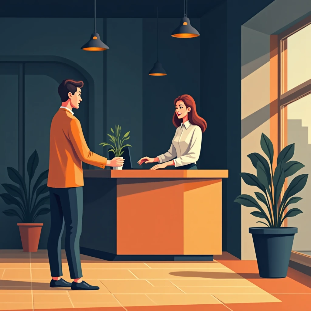 Office lobby with receptionist