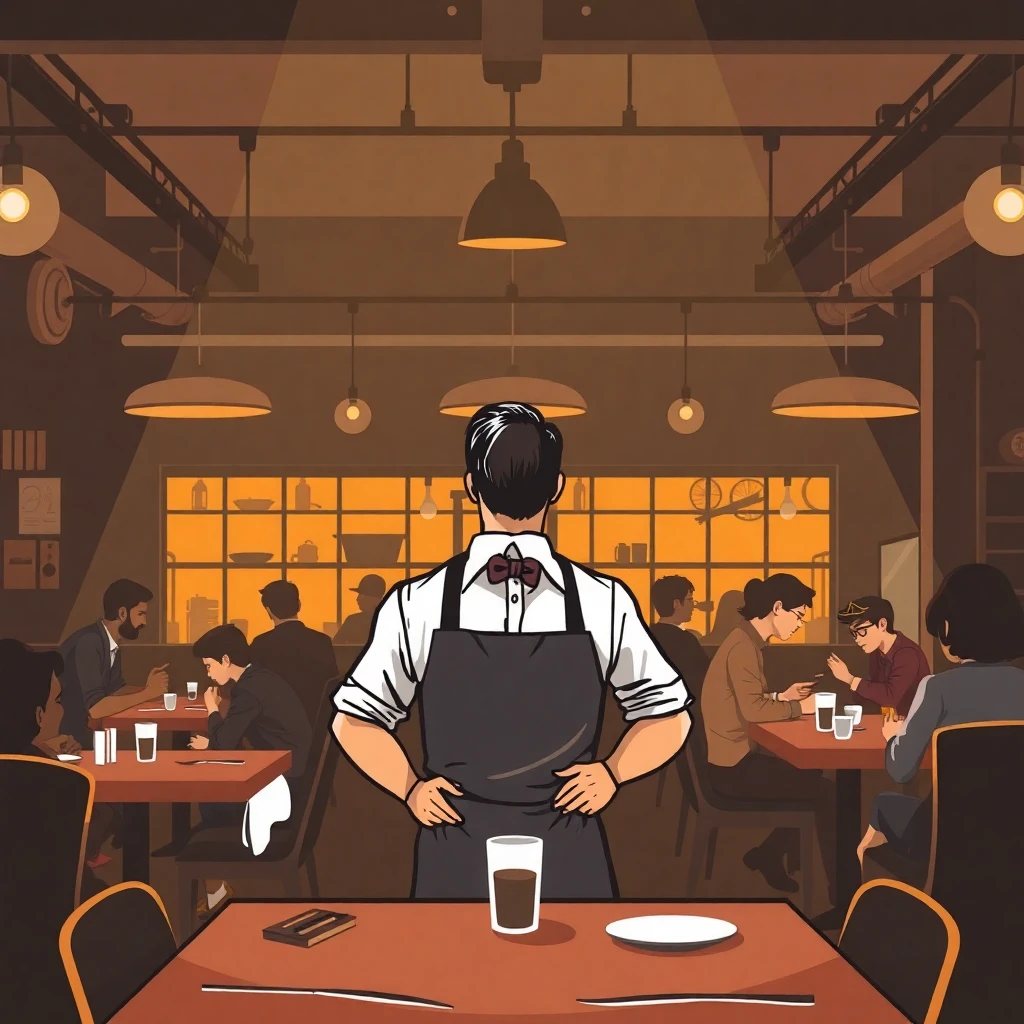 Restaurant manager in action