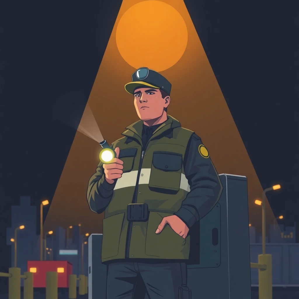 Night security guard on duty