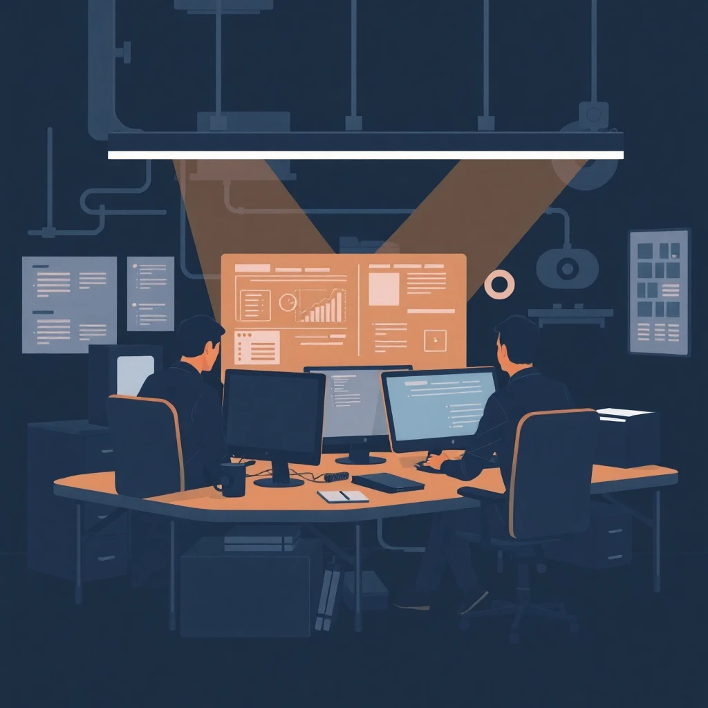 Software developers collaborating