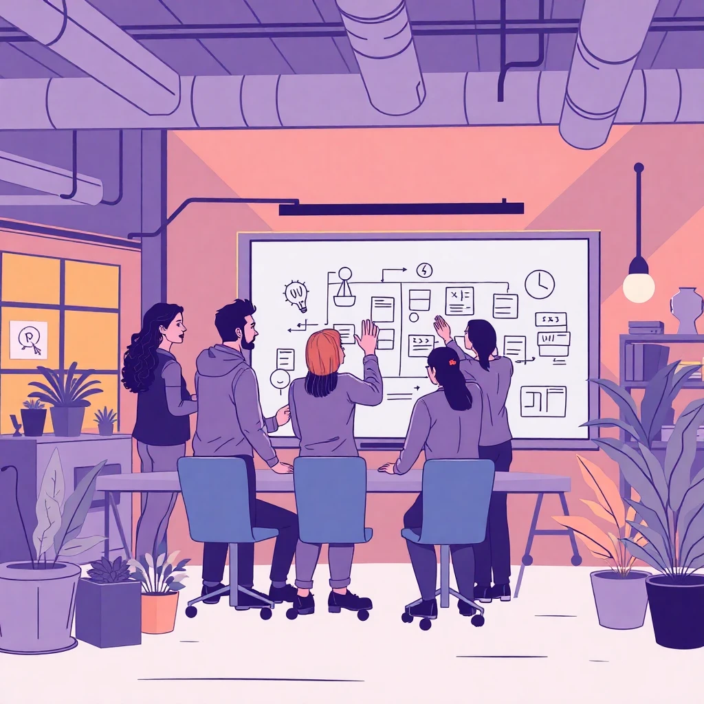 Tech startup brainstorming session