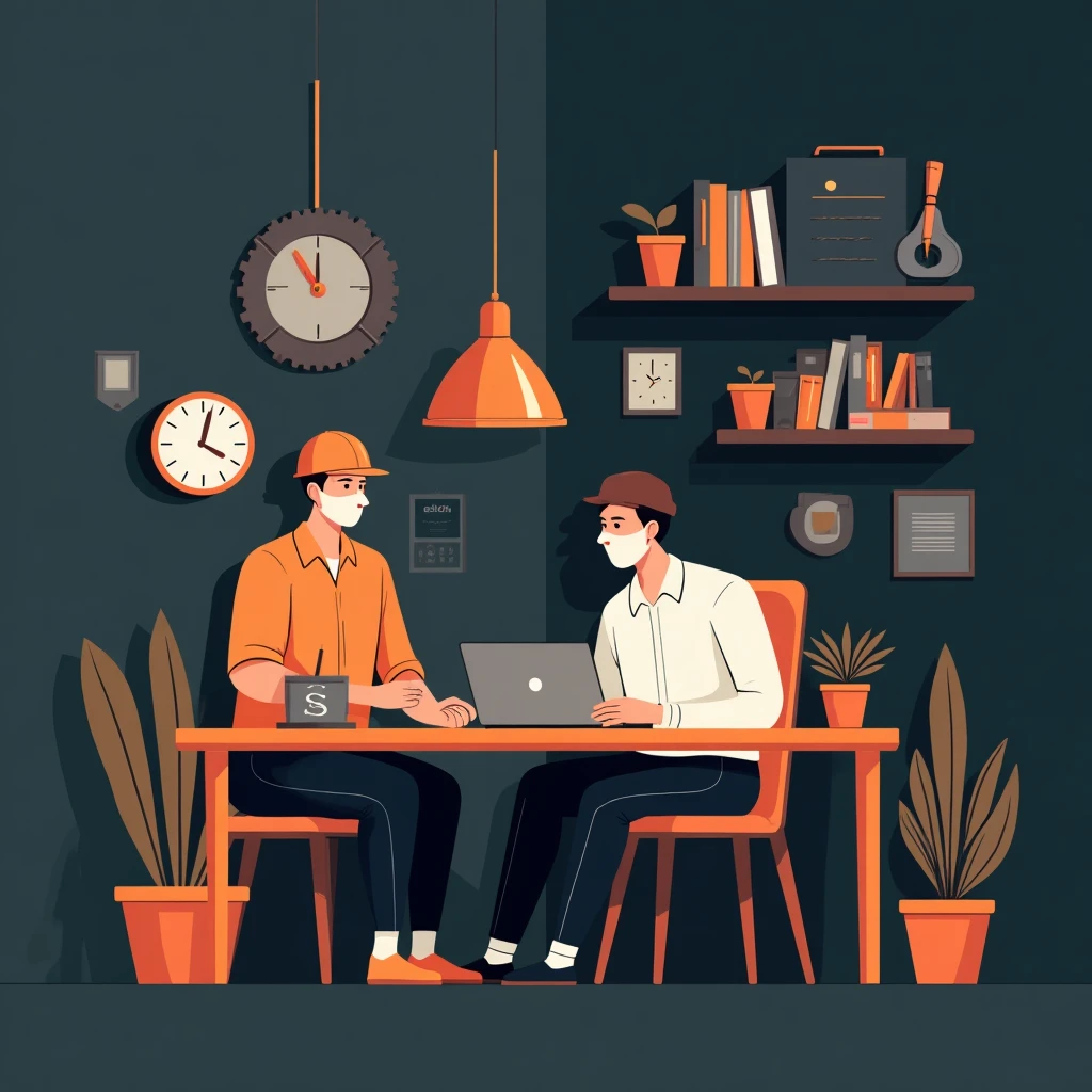 Hybrid worker balancing job site and home office