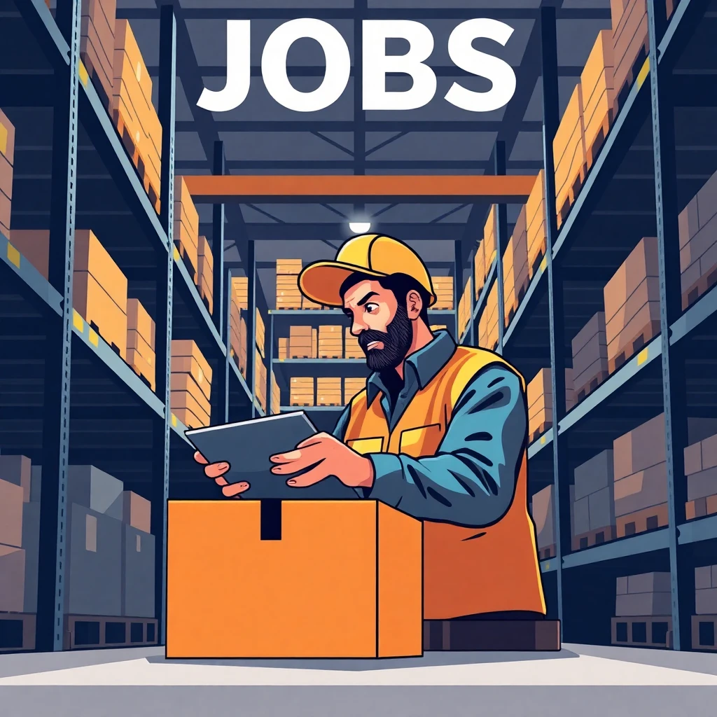 Warehouse worker organizing inventory