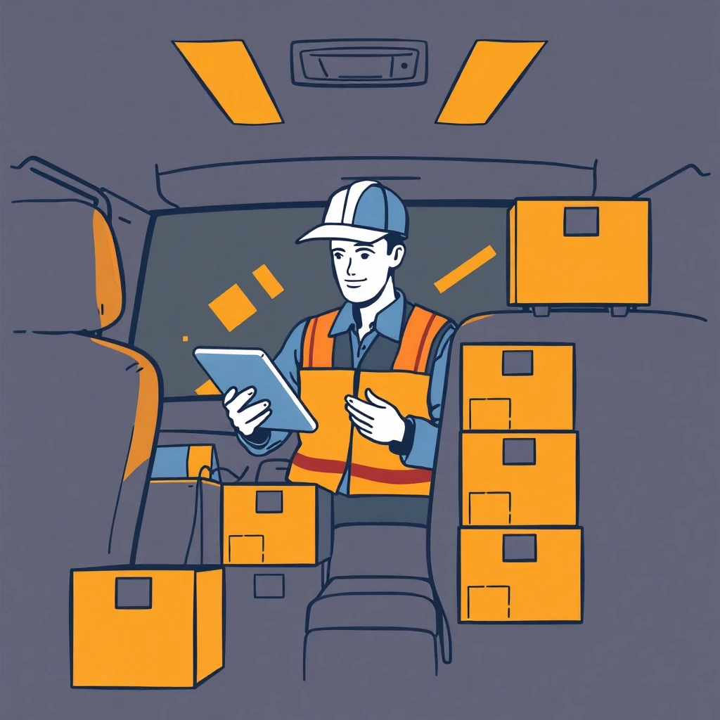 Conductor de reparto revisando su ruta