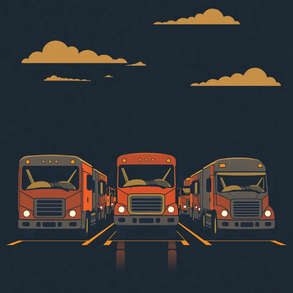 Camionetas de reparto en fila