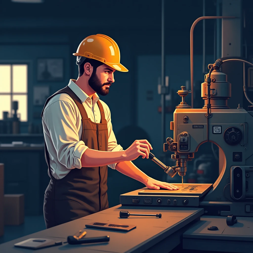 Trabajador de manufactura en acción