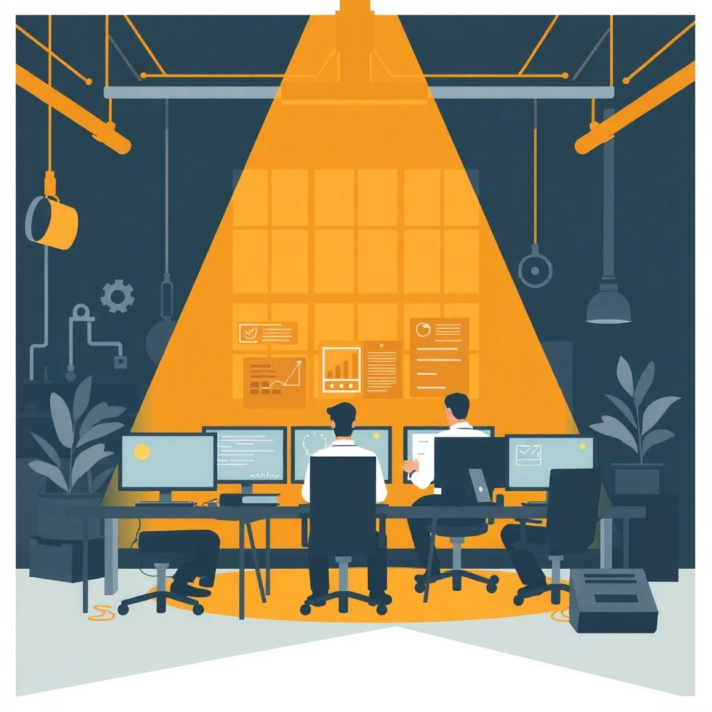 Ingenieros colaborando en oficina moderna