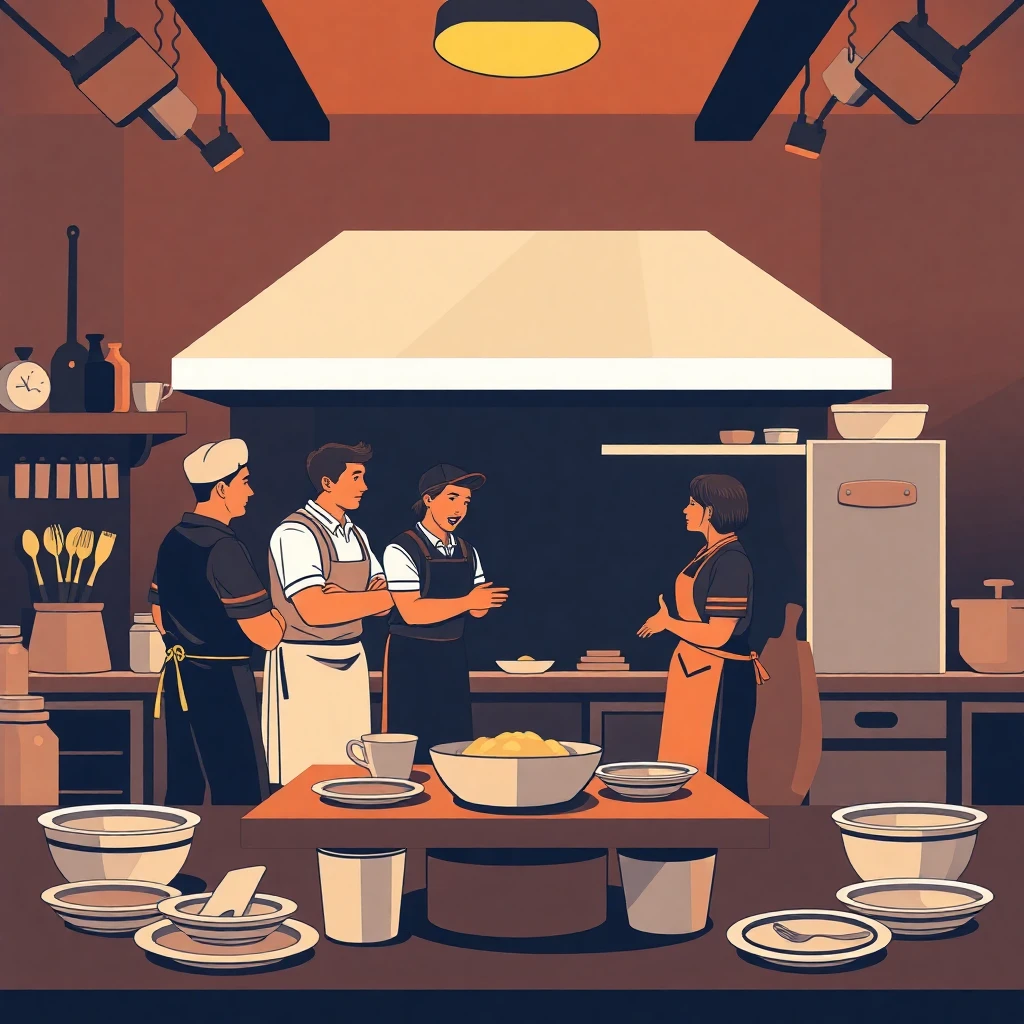 Equipo de cocina en acción