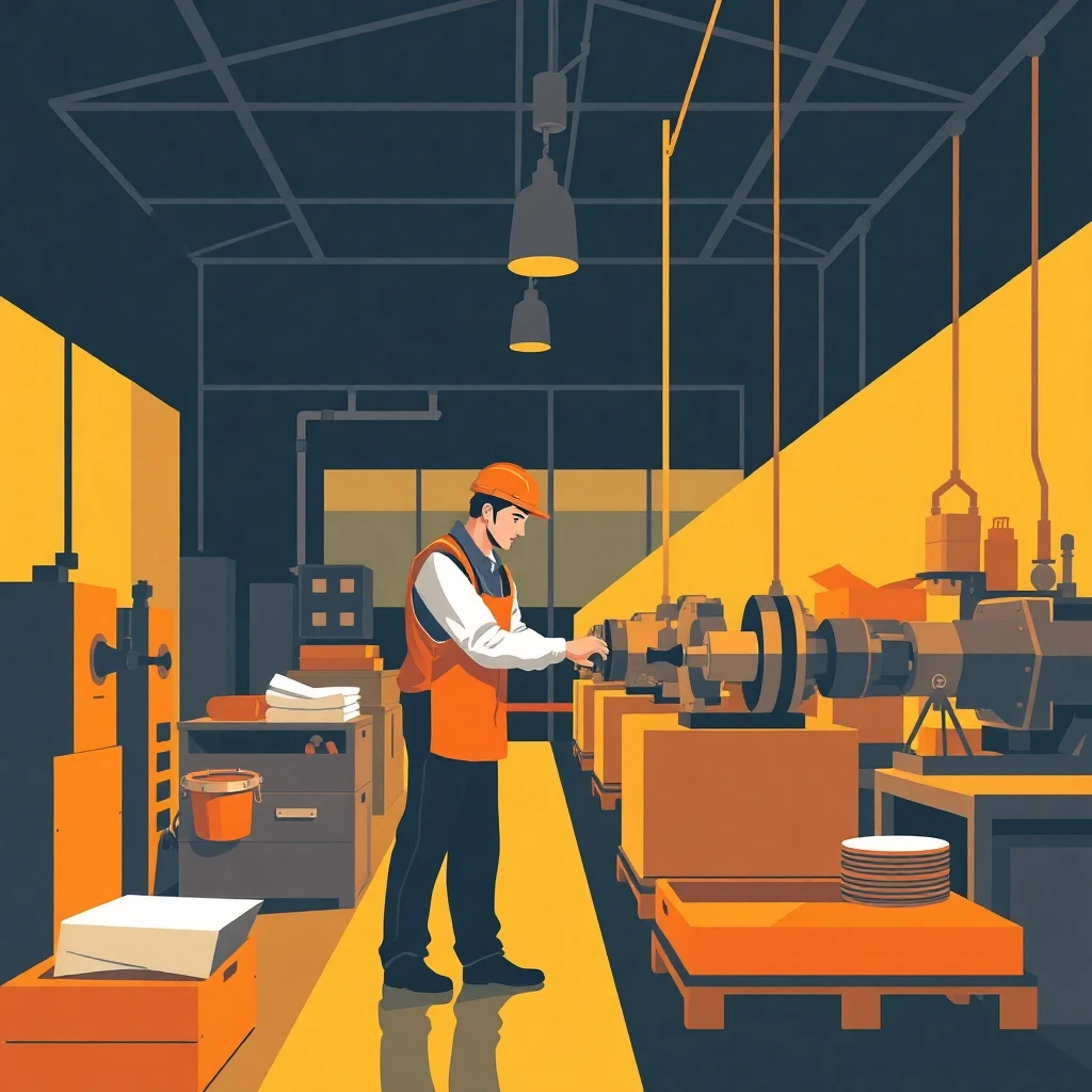 Trabajador de producción en acción