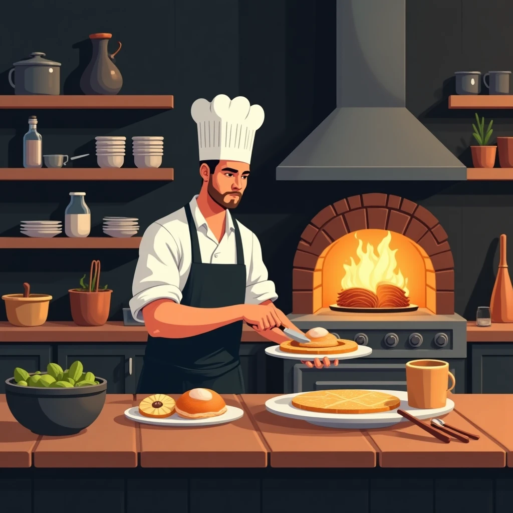 Chef de padaria trabalhando