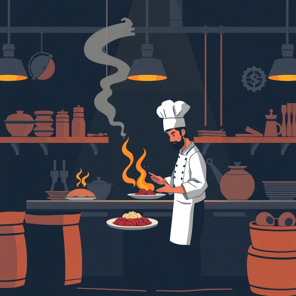 Chef em ação na cozinha