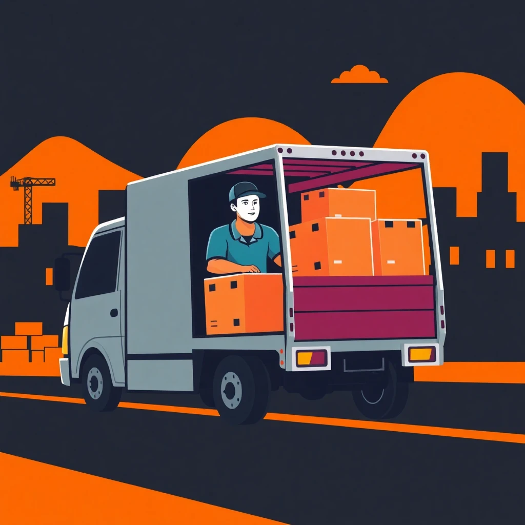 Trabajador de reparto cargando paquetes