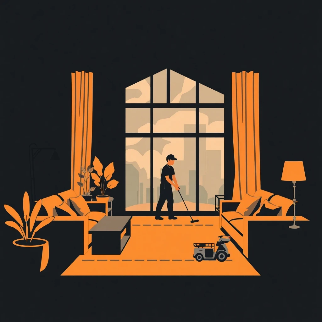Cleaning a modern living room