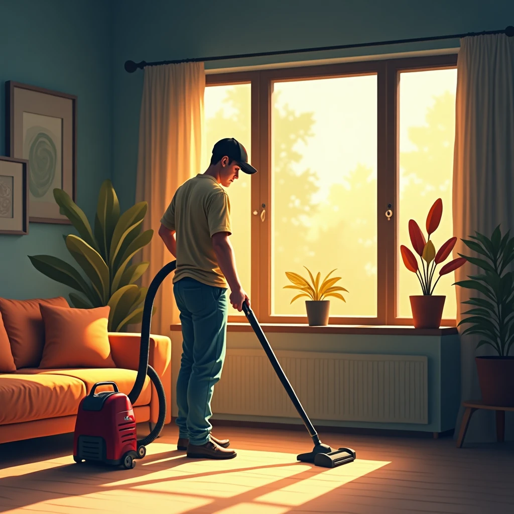 Cleaning in a modern living room