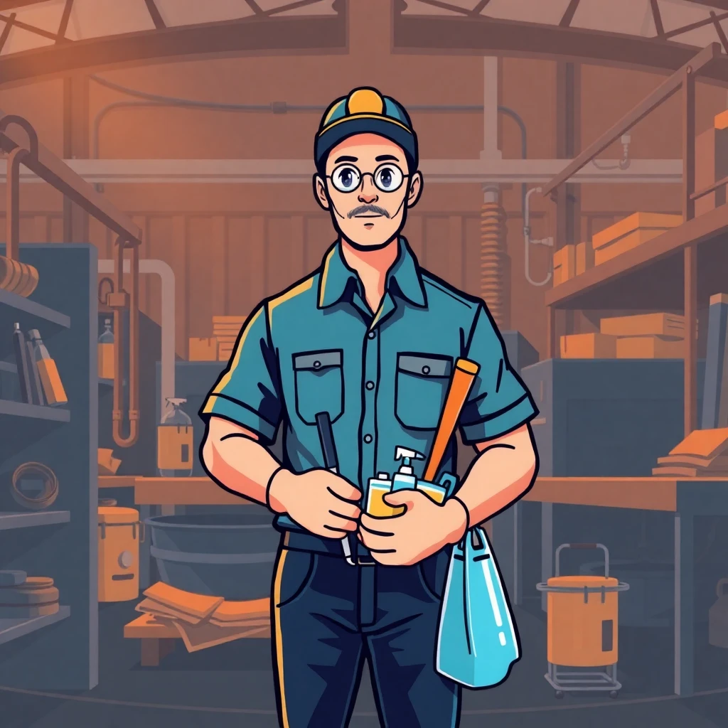 Professional cleaner on duty