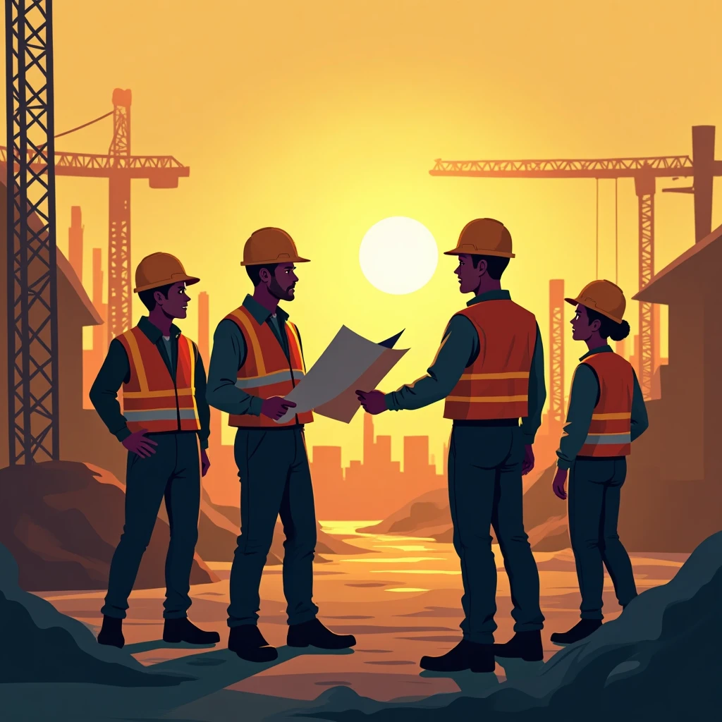 Construction site teamwork