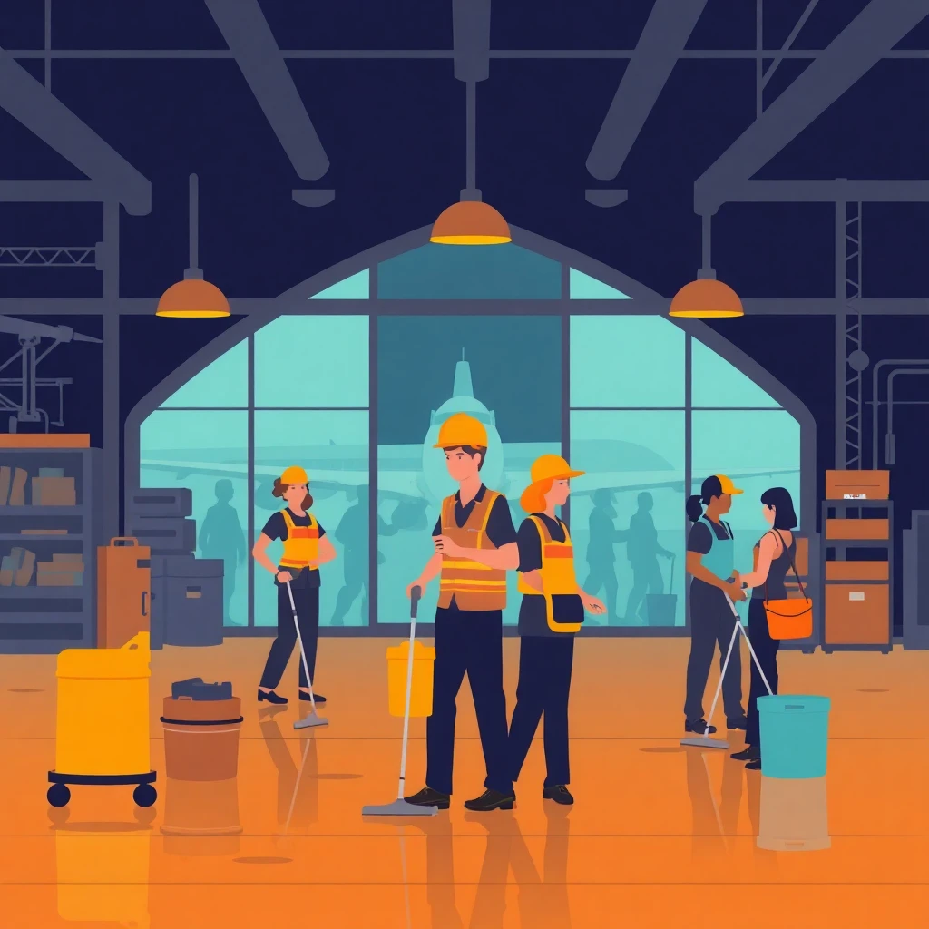 Airport cleaning staff