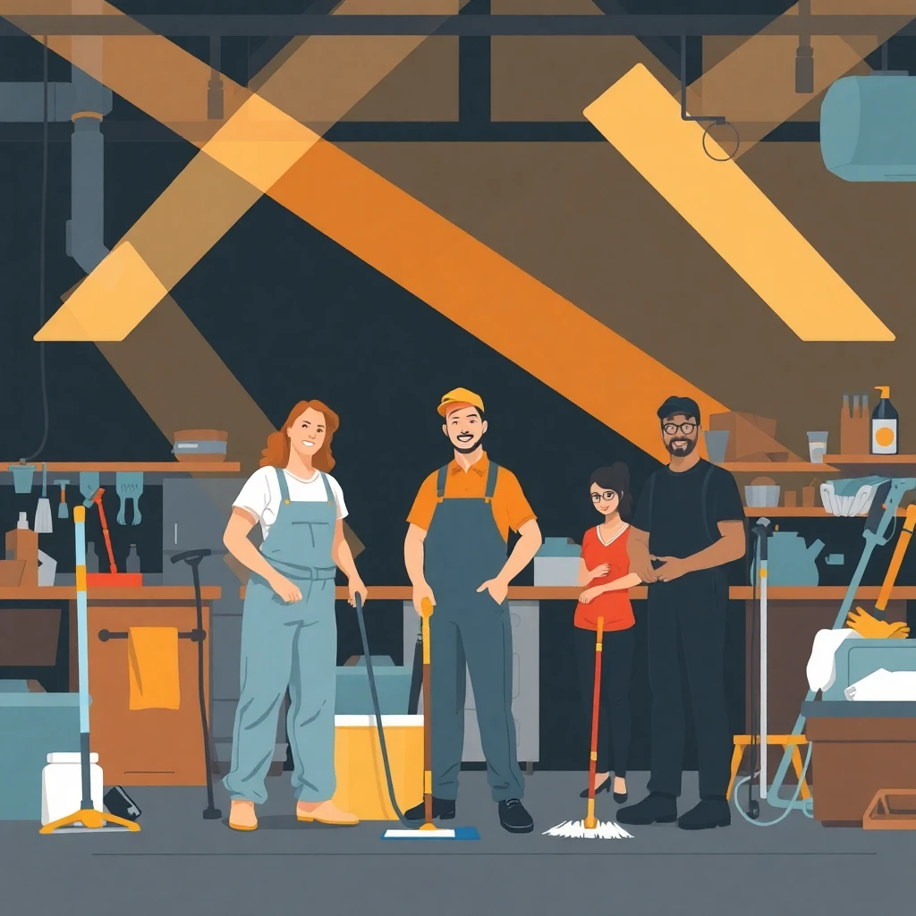 Cleaning professionals in action