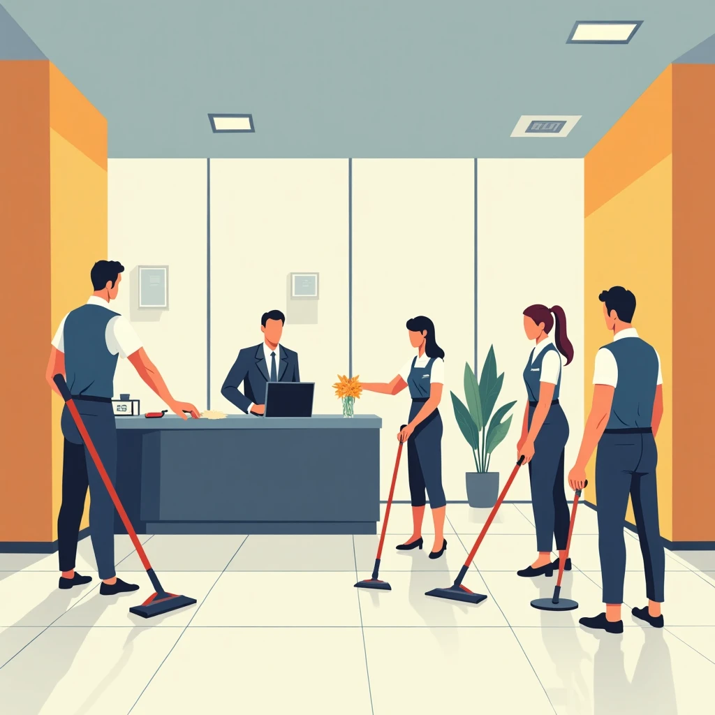 Manager overseeing staff