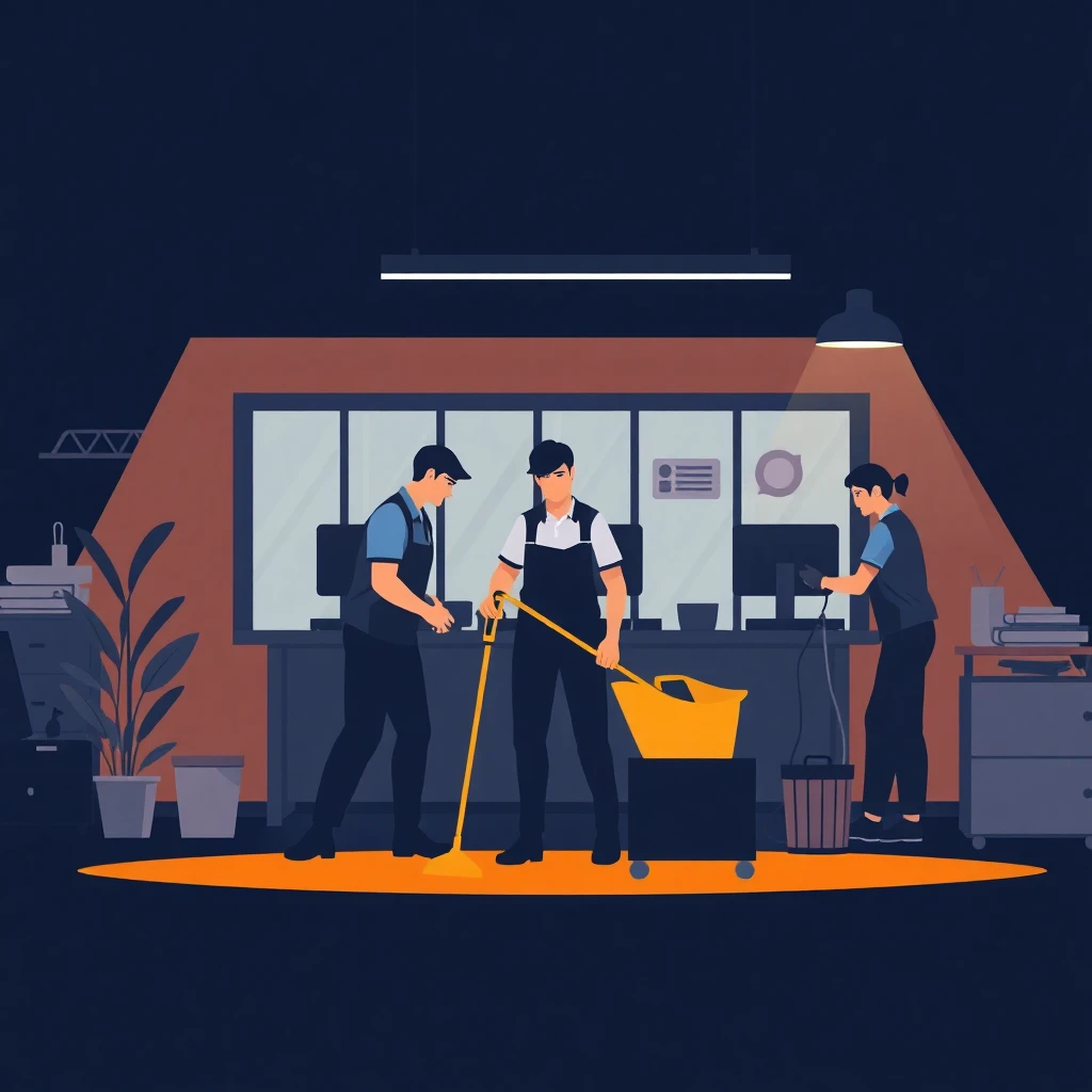 Cleaning team in action