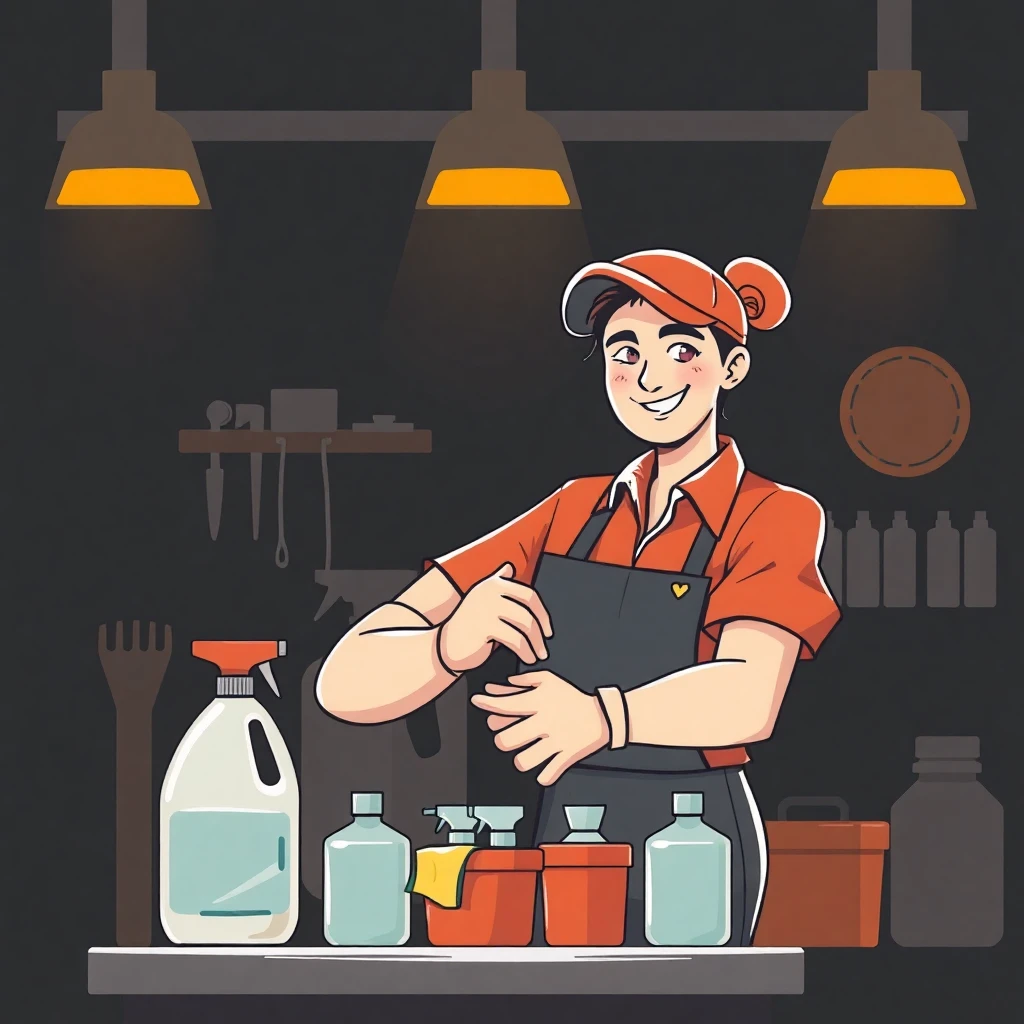 Cleaning supplies organized