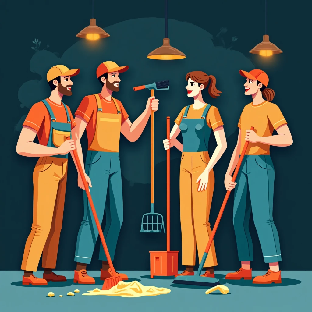 Skilled cleaners at work