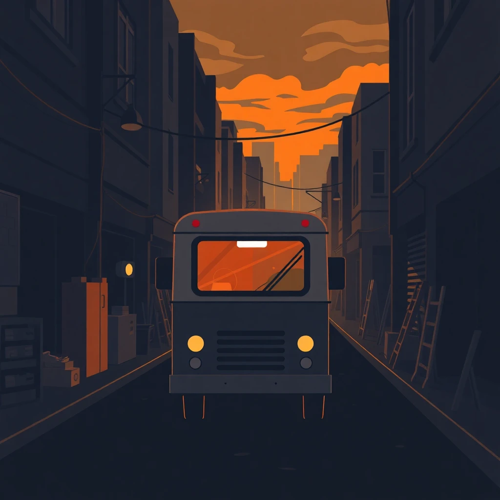 Camión de reparto en la ciudad