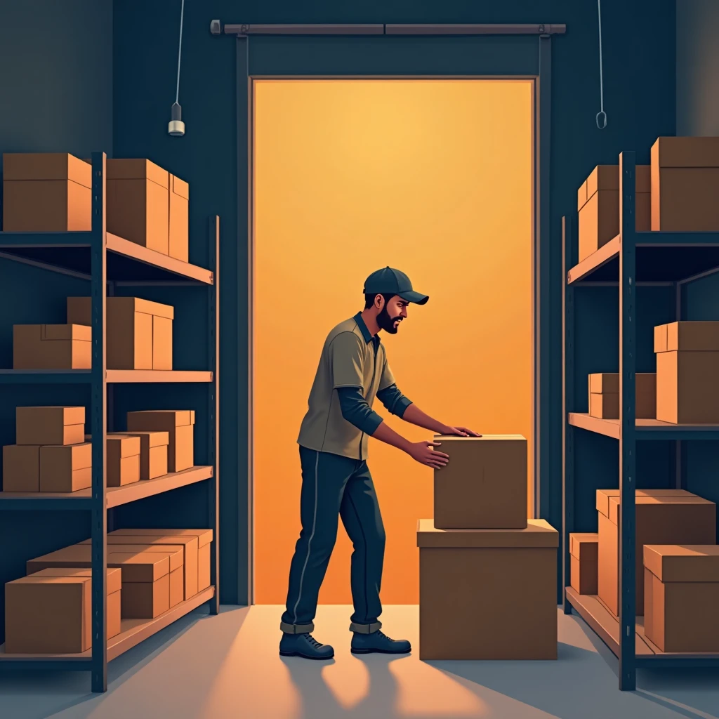 Trabajador en un almacén moderno