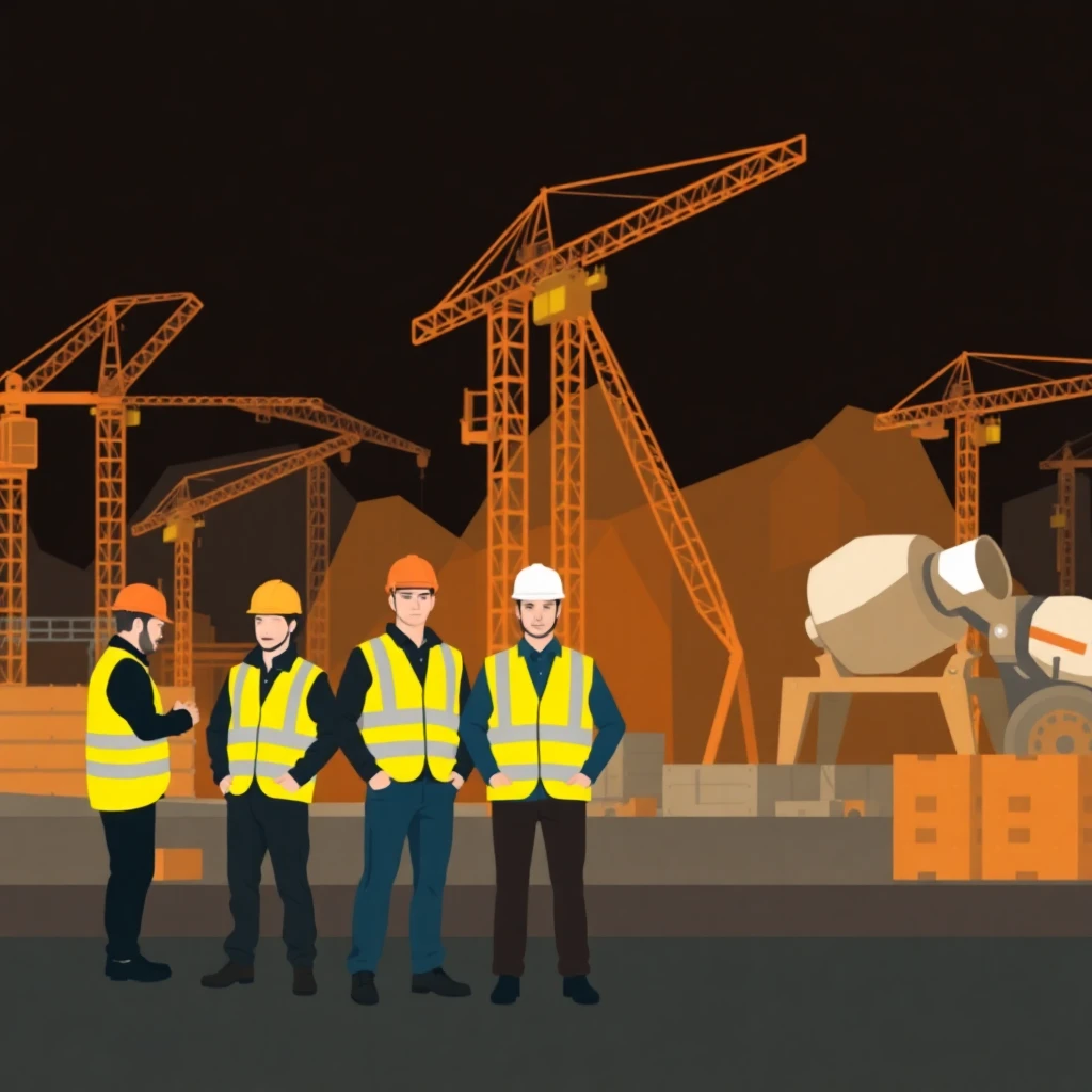 Construction team at work