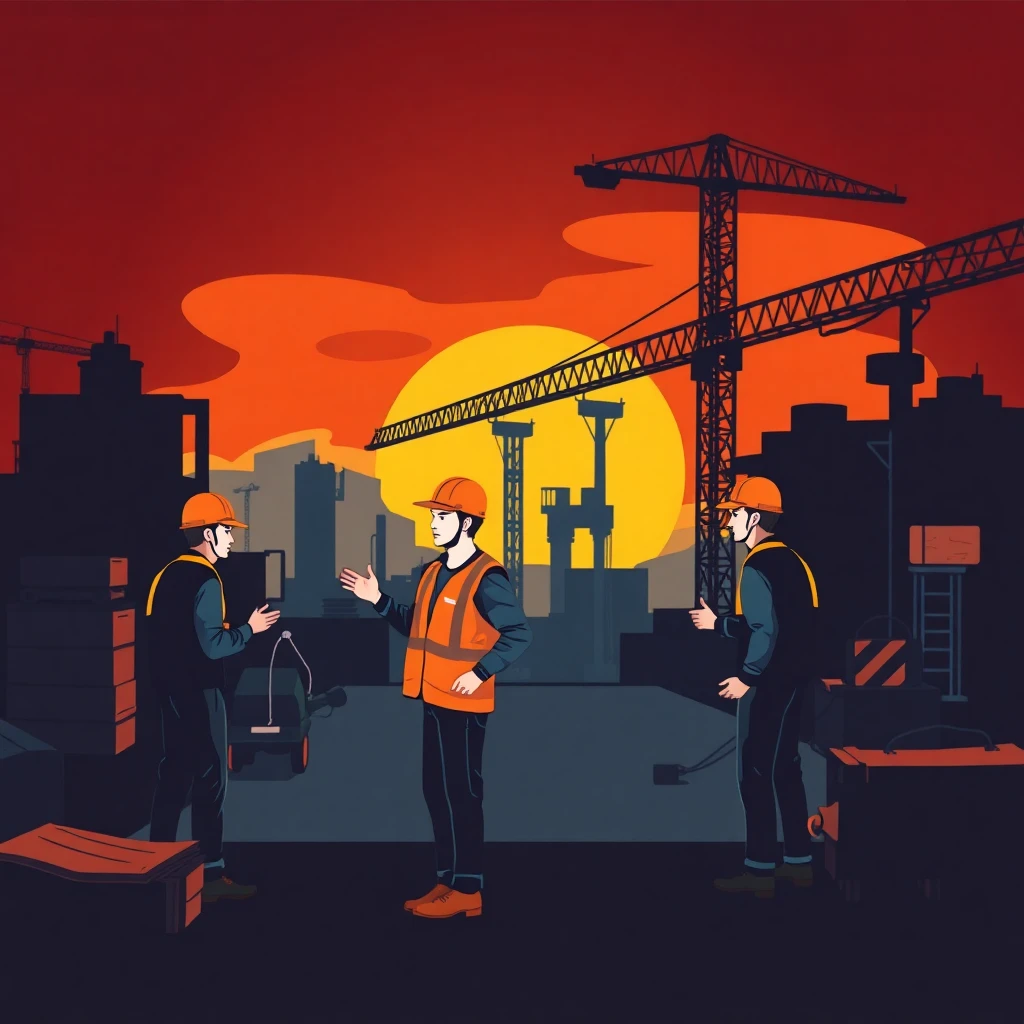 Shift change at construction site