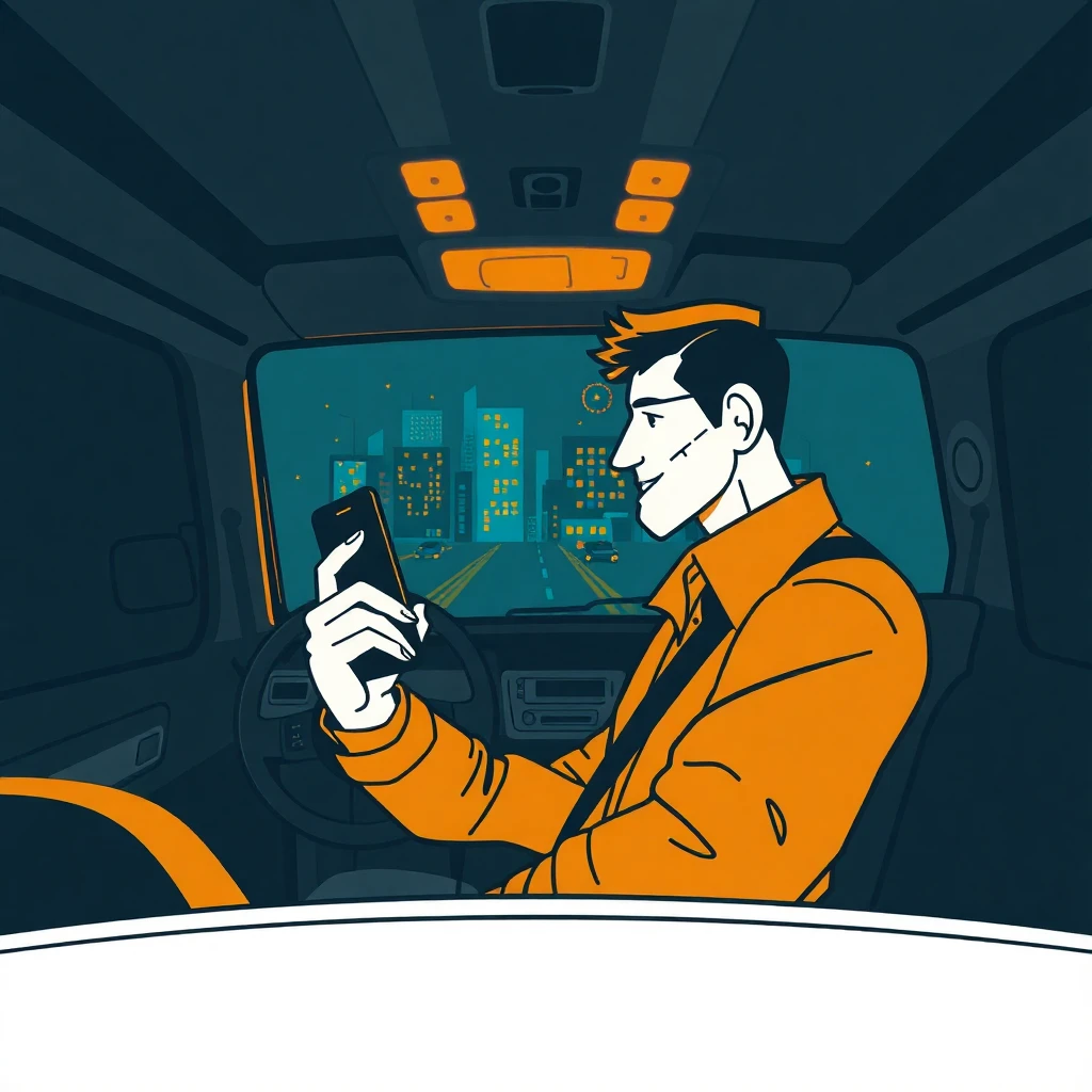 Conductor de Uber en acción