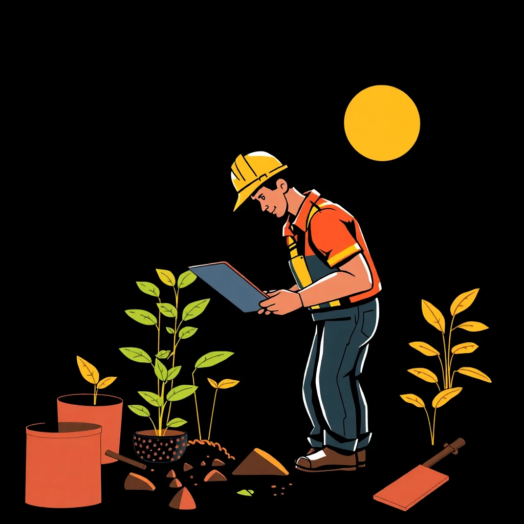 Trabalhador de construção analisando plantas