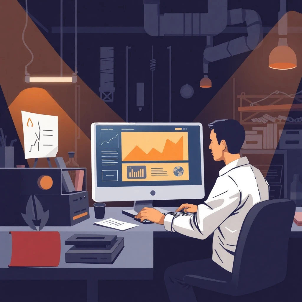 Trabalhador de TI analisando dados