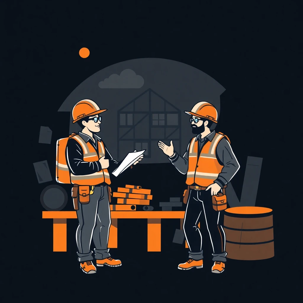 Trabalhadores da construção civil em ação